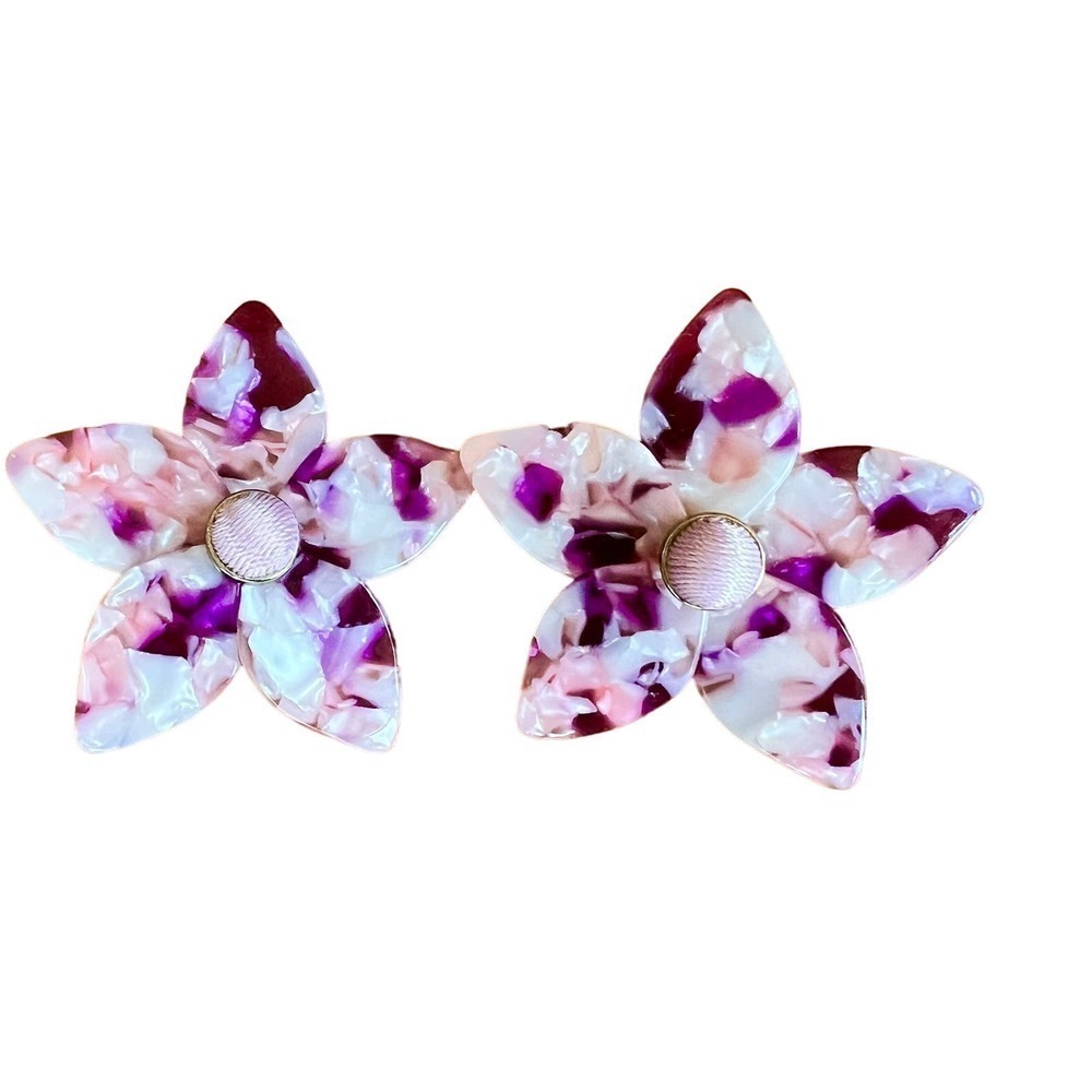 Baublebar Large Acrylic Floral Dramatic Multicolored Statement Earrings
